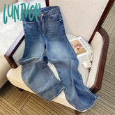 Lunivop Vintage Blue Jeans Women’s Spring And Summer New Casual Simple Neutral High Waist Wide
